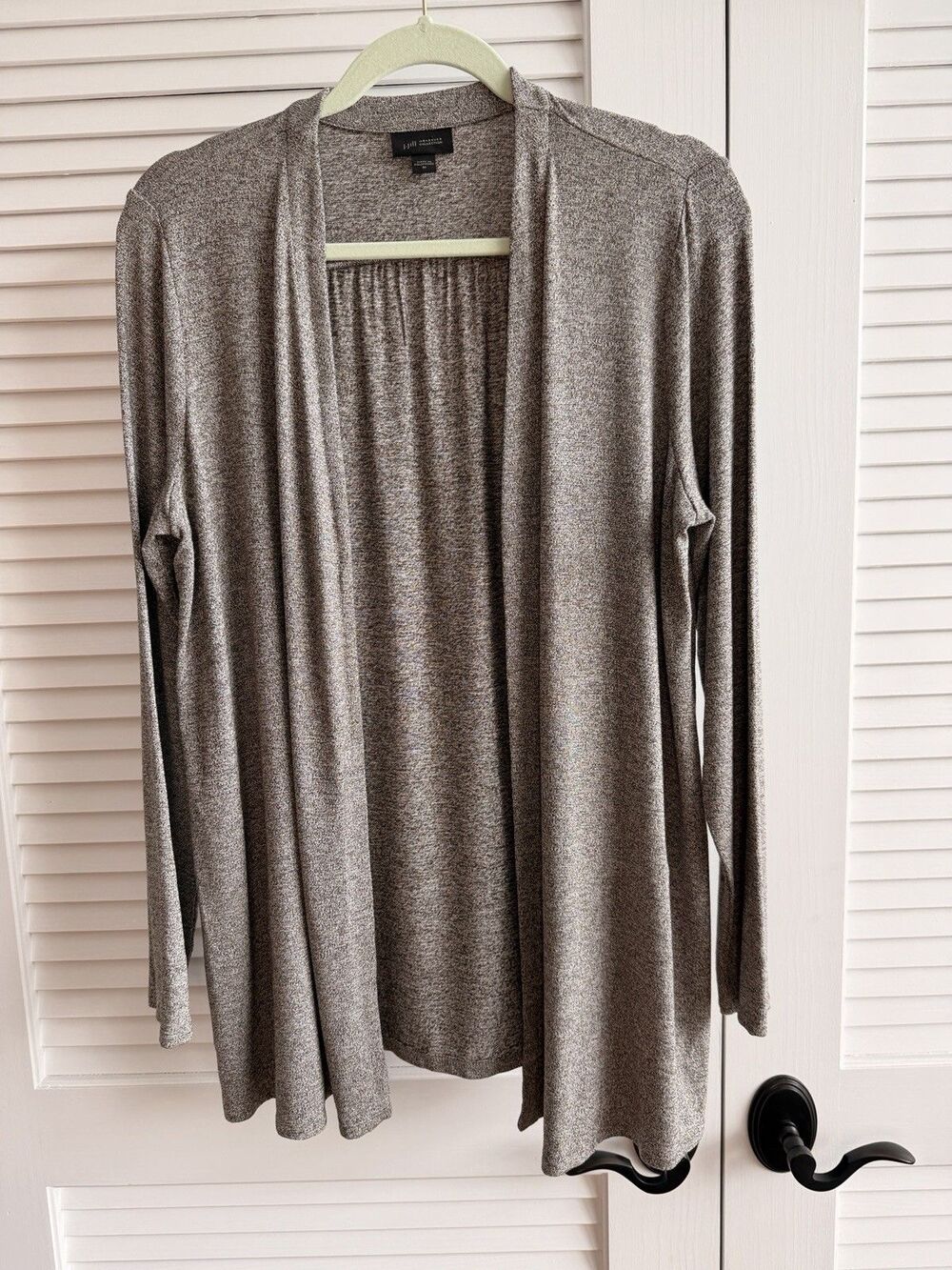 J Jill Wearever Cardigan Women M Brown Marled Open Front Long Duster Pockets